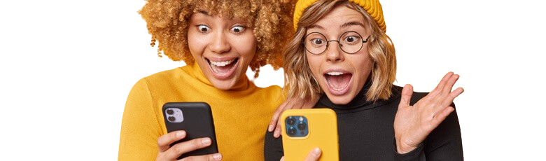 Excited users with phones